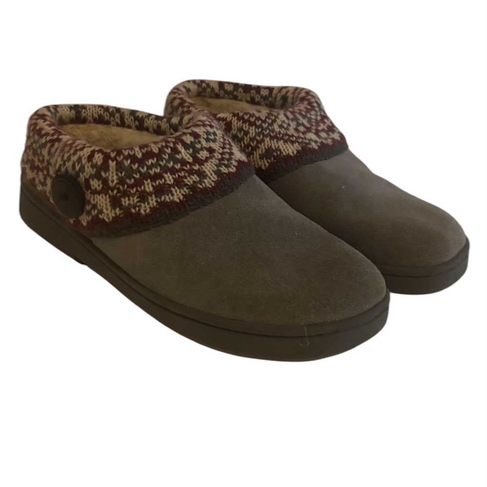 Woman's Cozy Gray Slippers with Knit Trim